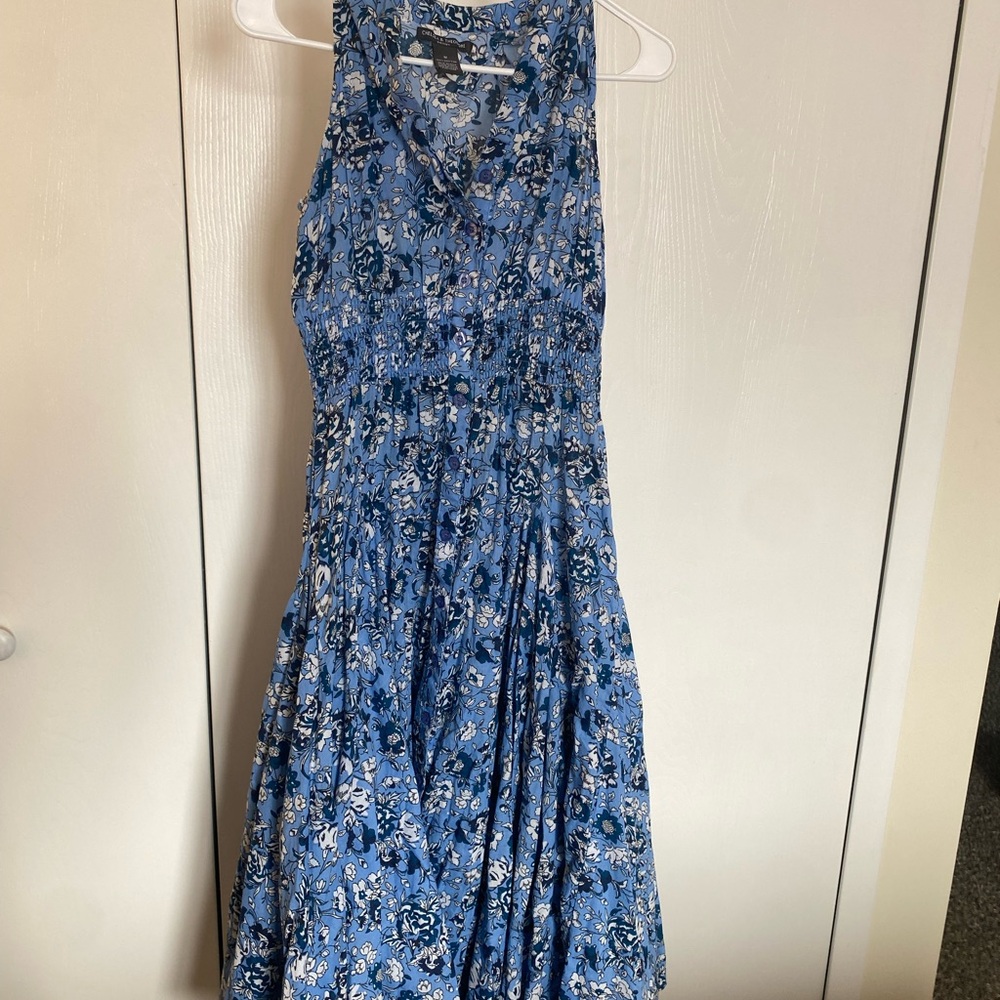 Floral Blue Sleeveless Dress